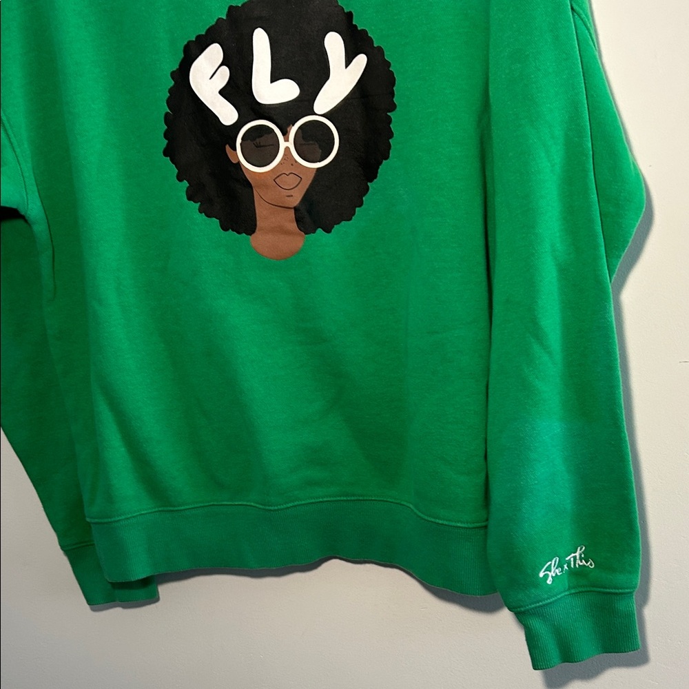 H&M Green Graphic Sweatshirt with FLY Design - Picture 5 of 9